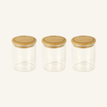Round Glass Spice Cannisters with Bamboo Lids 3-Pack
